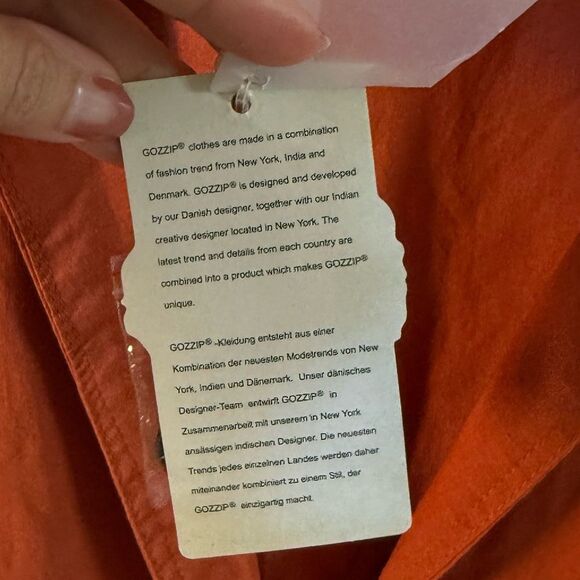 Gozzip Notched Collar Linen and Cotton Back Tie Vest Jacket in Orange L NWT - Picture 6 of 14